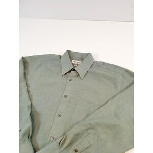 VTG Yves Saint Laurent Shirt Men's L Green Button Up Long Sleeve Dress Pocket